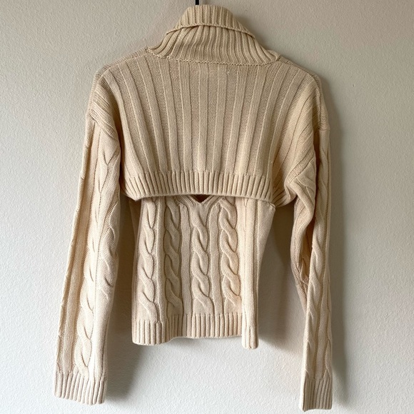 NWOT Crème Tan Sweater Tank Top and Turtleneck Shrug Combo Set, And Now This - Picture 2 of 3